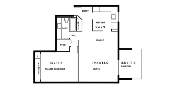 Hampton House Apartments - one bedroom