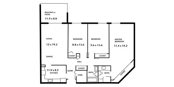 Hampton House Apartments - two bedroom